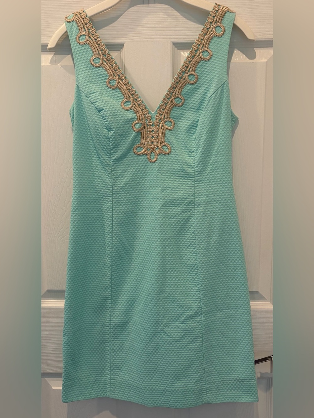 Lilly Pulitzer Stunning Aqua Mini Dress with Beige Trim